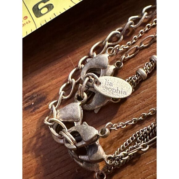 Lia Sophia 3 Tier Silver Tone Necklace with Clear Crystal - Picture 3 of 4